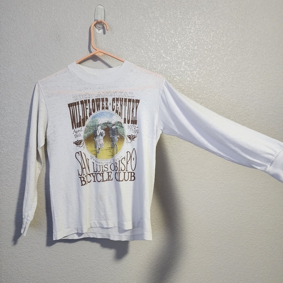 WILDFLOWER CENTURY x VINTAGE 90s Chico bicycle ride event tee long sleeve S - Picture 4 of 9